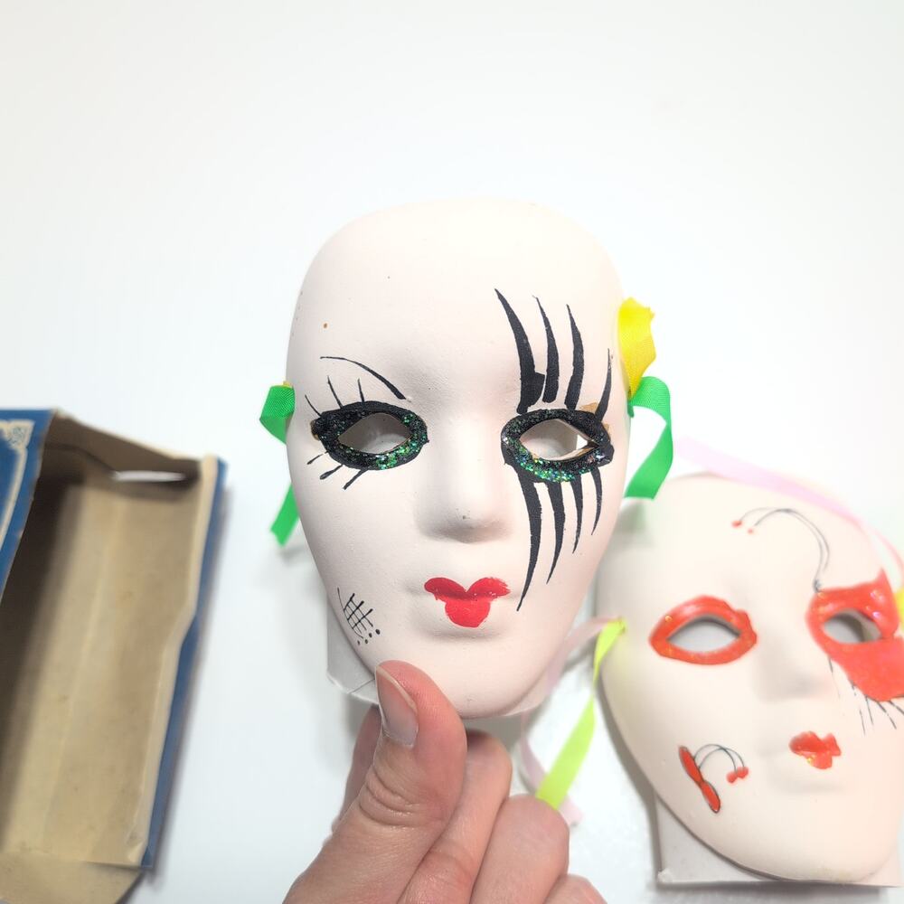 Vintage Whimsigoth Coquette Victorian Fine Ceramic 4" (2) Facemasks